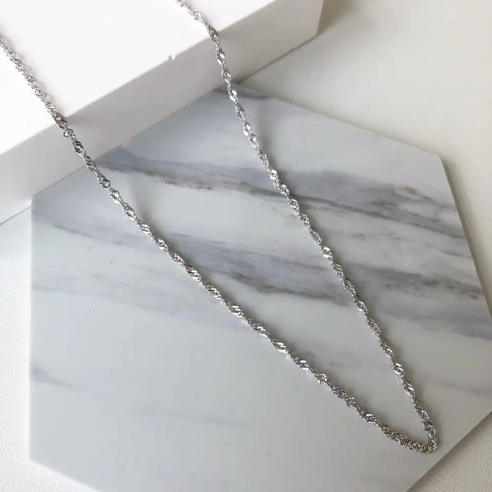 Silver Layered Twisted Link Chain Necklace