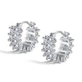 Silver Zircon Cushion Cut Chunky Inlaid Ear Hoops