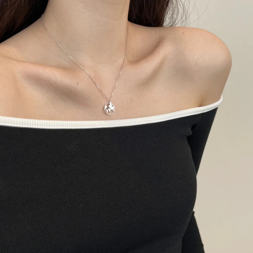 Silver Globe Pendant Necklace