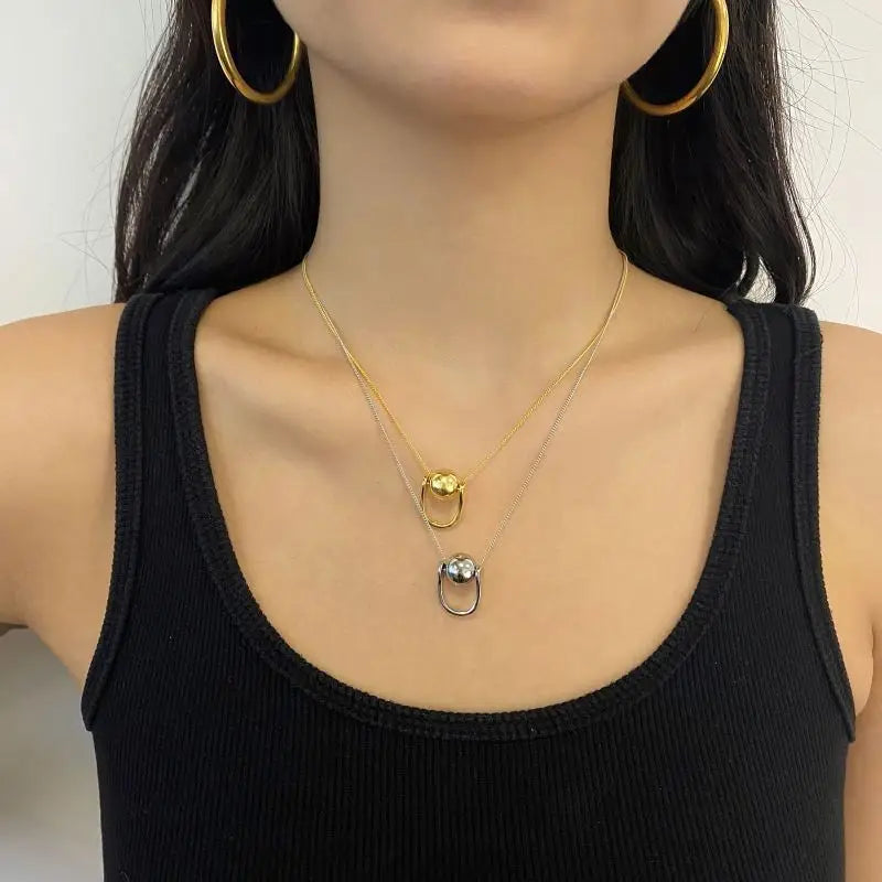 Silver Rotatable Pendant Necklace