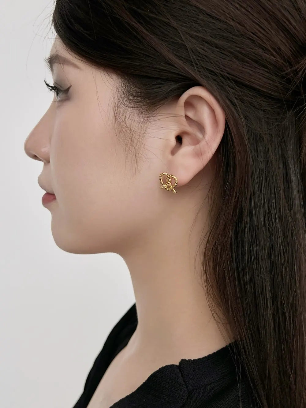 Silver Twisted Pretzel Ear Studs