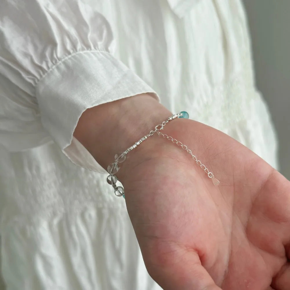 Silver Crystal Round Cut Classic Beaded Bracelet