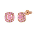 Silver Zircon Cushion Square Cut Pillow Ear Studs