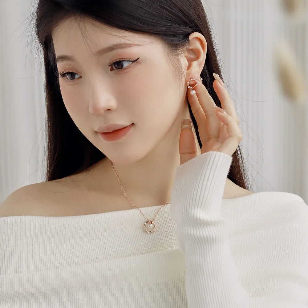 Silver Pearl Star Drop Earrings