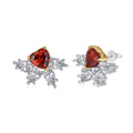 Silver Zircon Heart Cut Layered Water Drop Ear Studs
