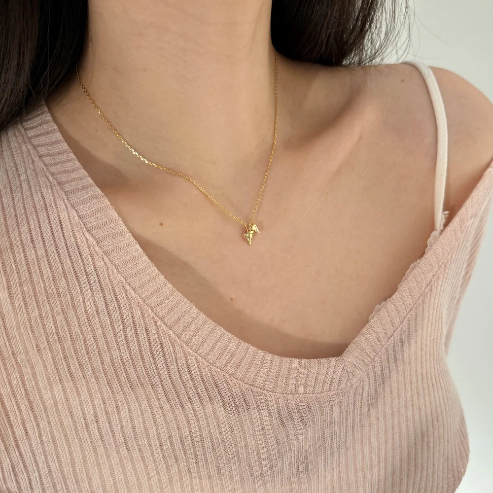 Silver Zircon Round Cut Cheese Pendant Necklace