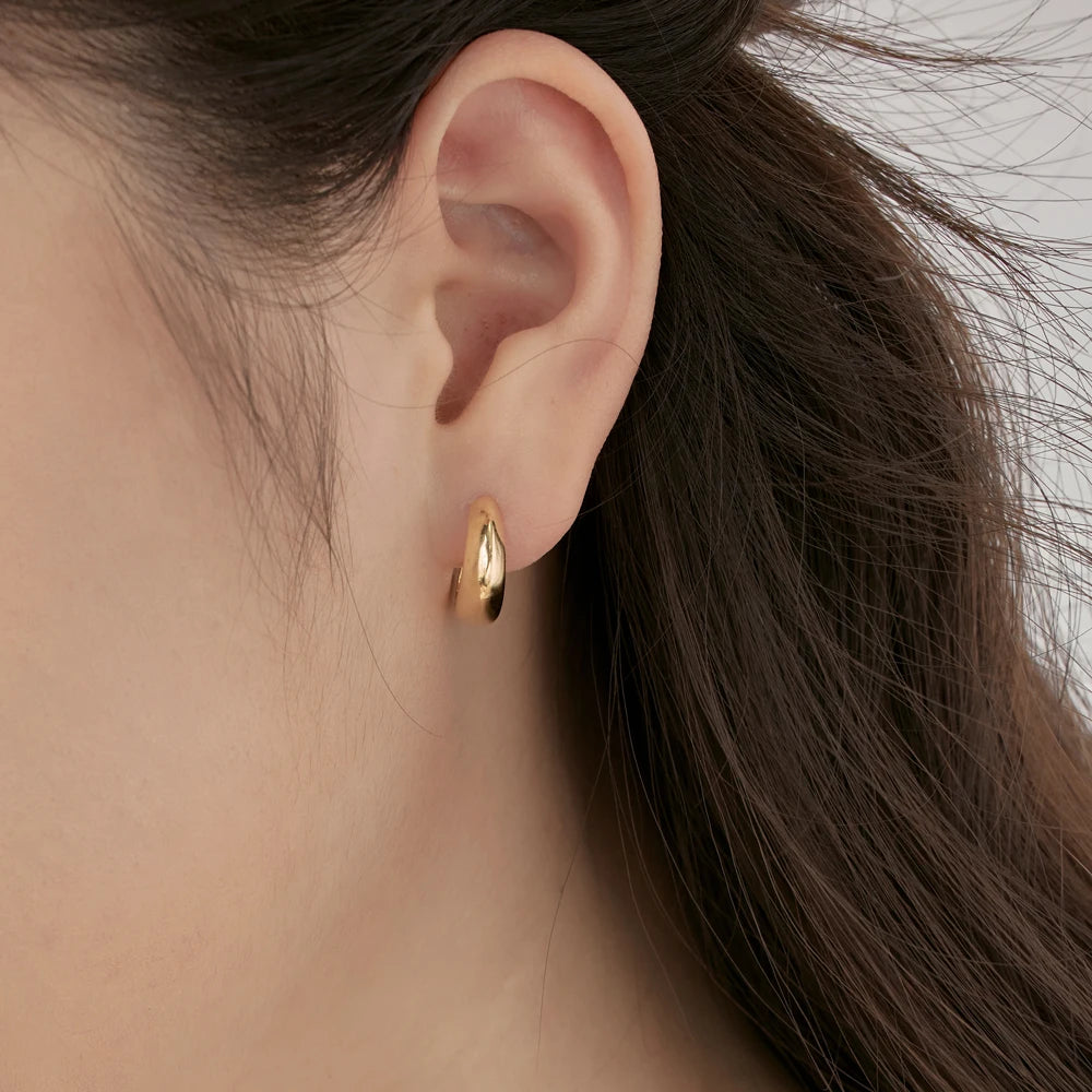 Silver Chunky Huggie Earrings