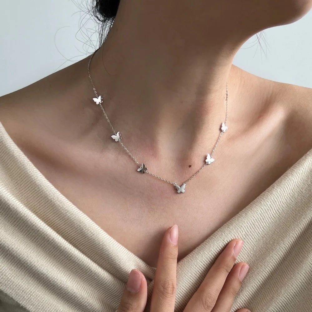 Silver Butterfly Chain Necklace