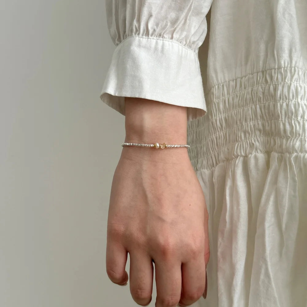 Silver Pearl Multi Shape Beaded Bracelet