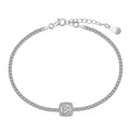 Silver Zircon Baguette Cut Halo Tennis Bracelet