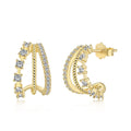 Silver Zircon Round Cut Twisted Hollow Huggie Earrings