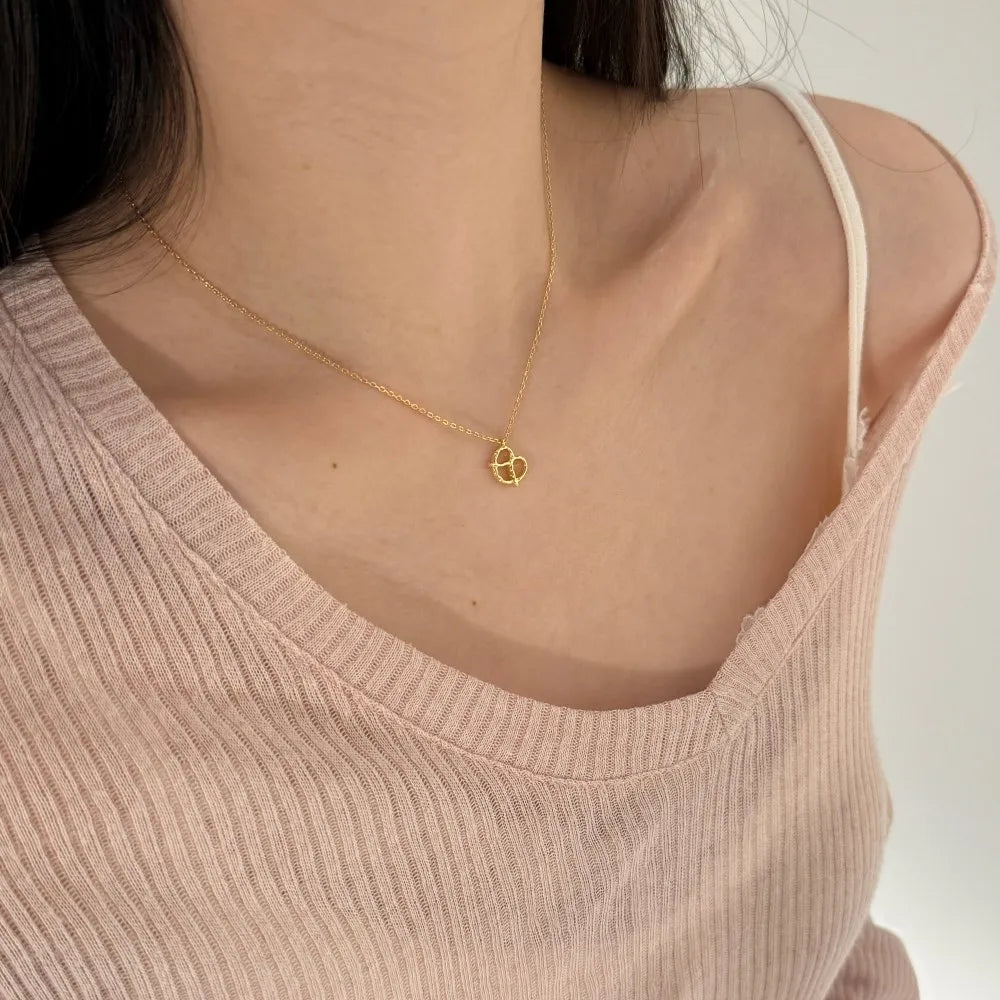 Silver Pretzel Pendant Necklace