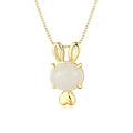Silver Jade Bunny Pendant Necklace
