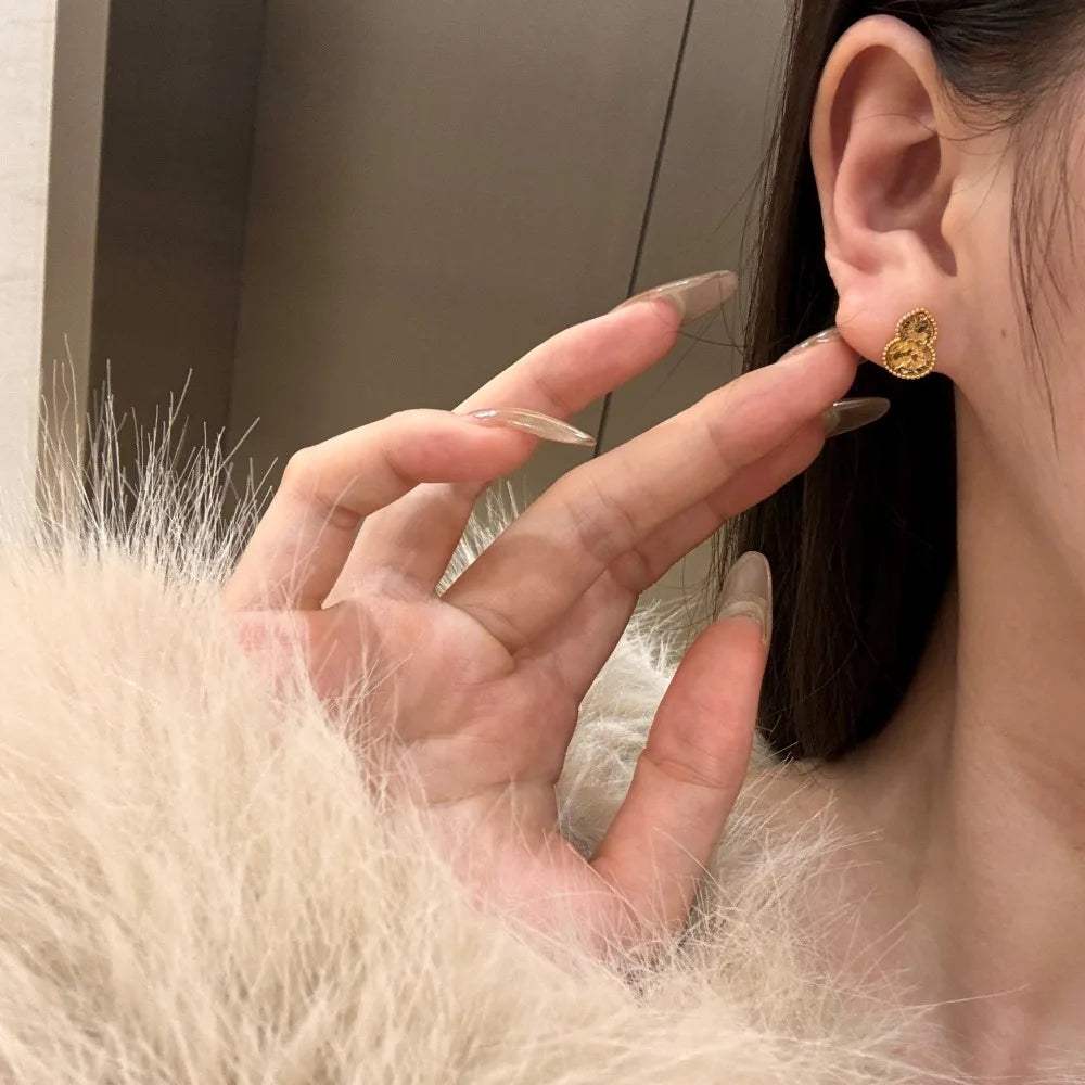 Silver Brushed Gourd Ear Studs