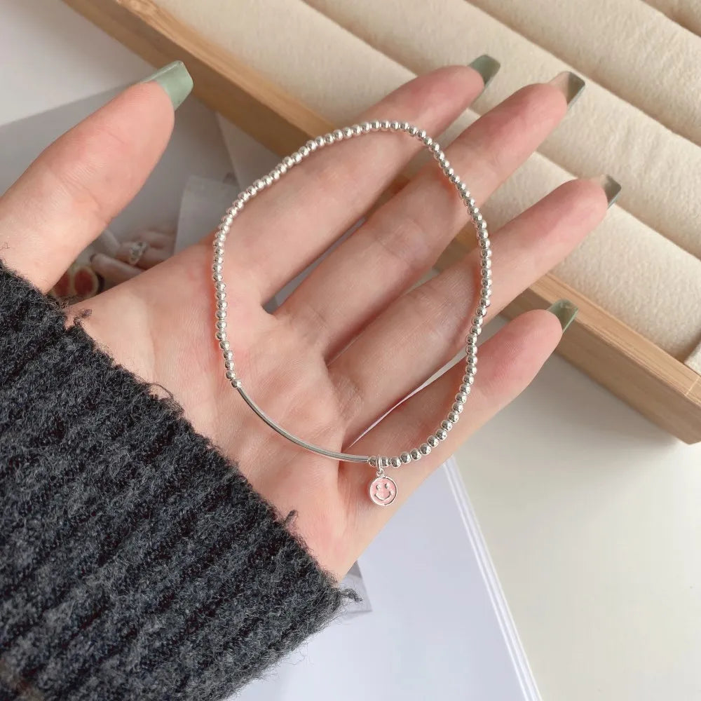 Silver Smiley Face Anklet