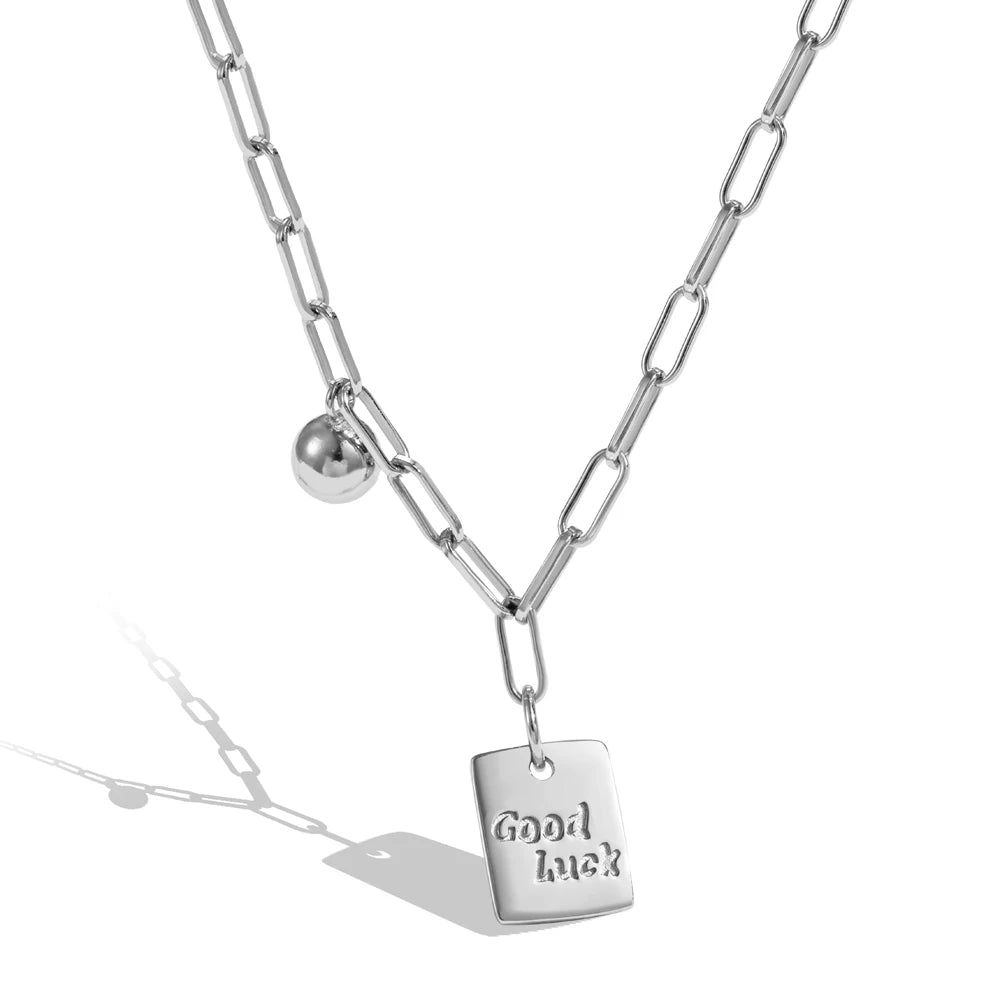 Silver Good Luck Chain Pendant Necklace