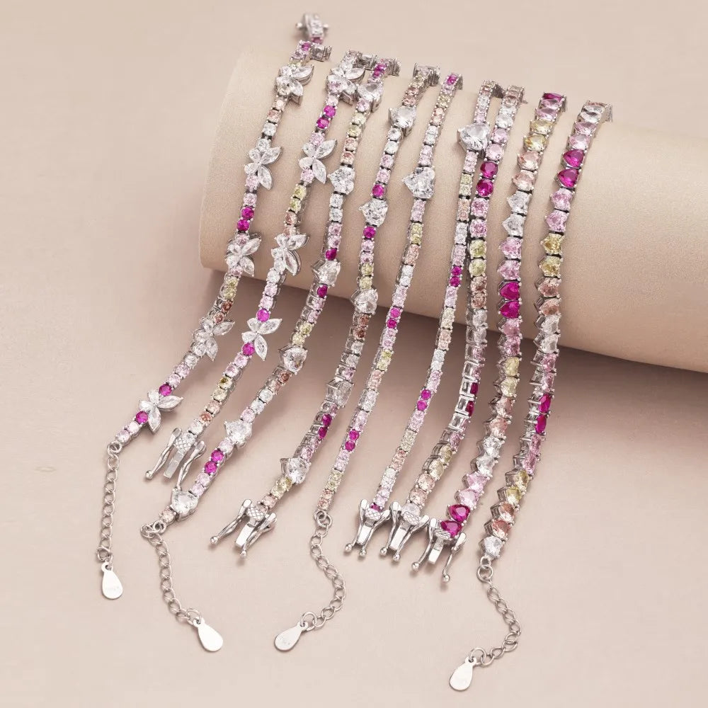 Silver Zircon Round Cut Inlaid Tennis Necklace