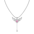 Silver Zircon Heart Cut Wings Pendant Necklace