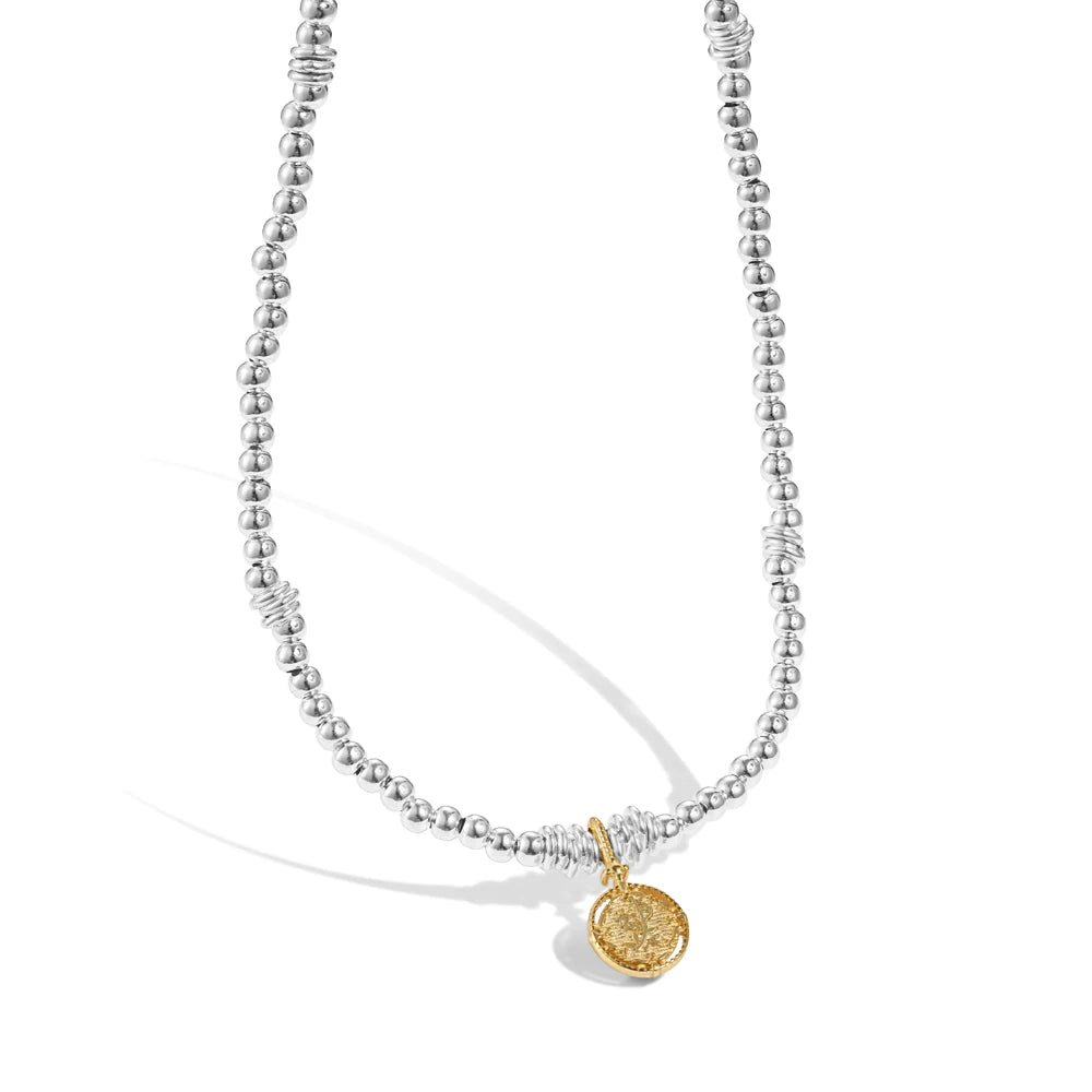 Silver Disc Beaded Necklace