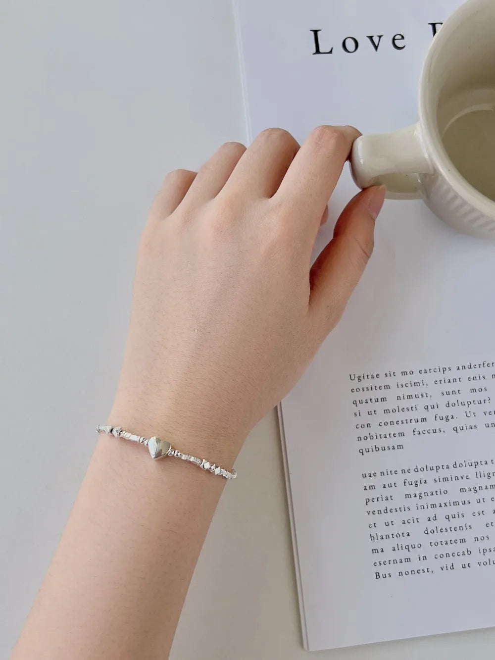 Silver Heart Beaded Bracelet