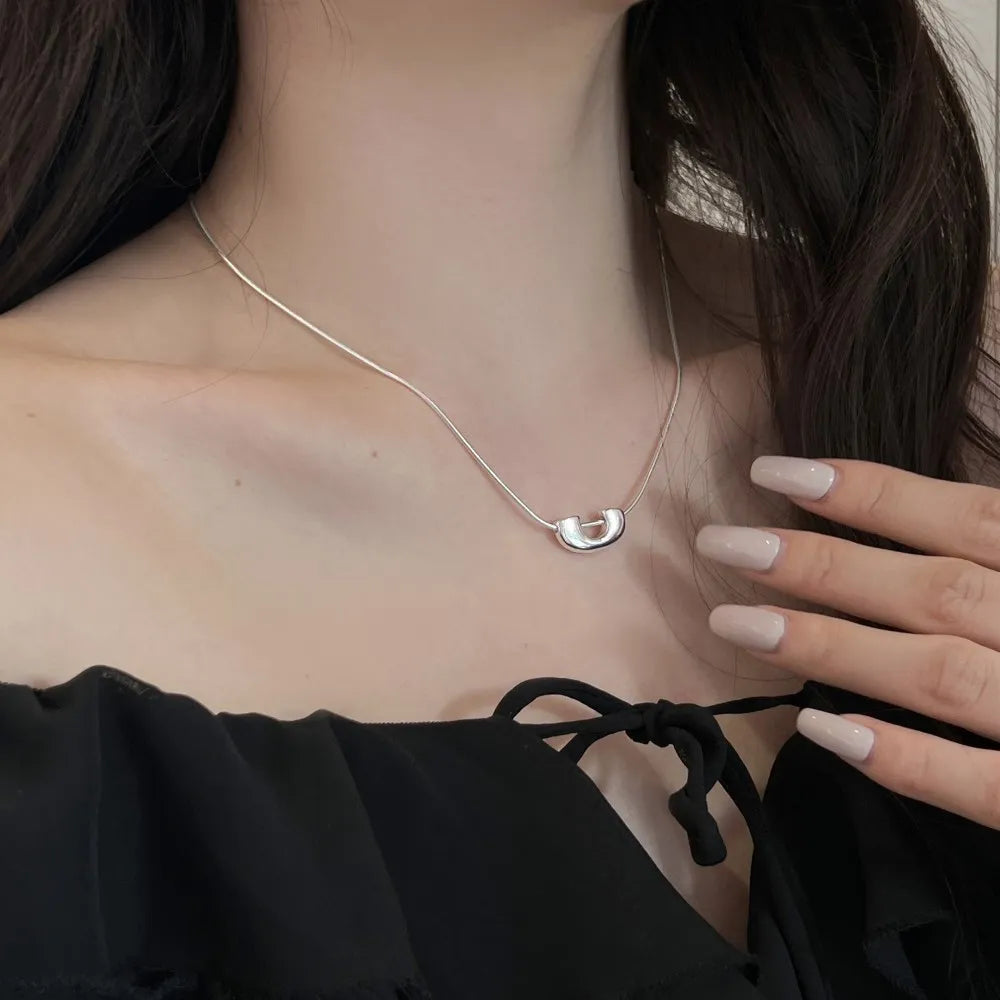 Silver U Bar Necklace