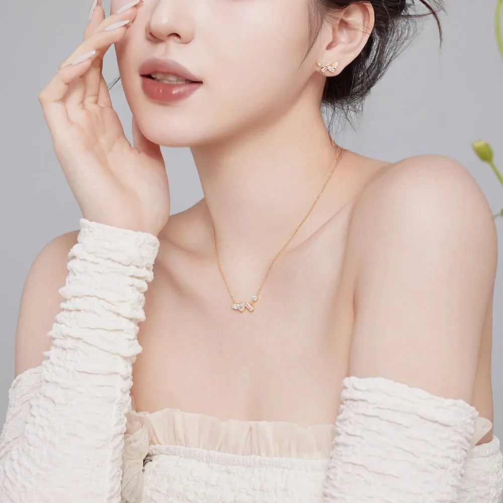 Silver Zircon Pear Cut Irregular Ear Studs