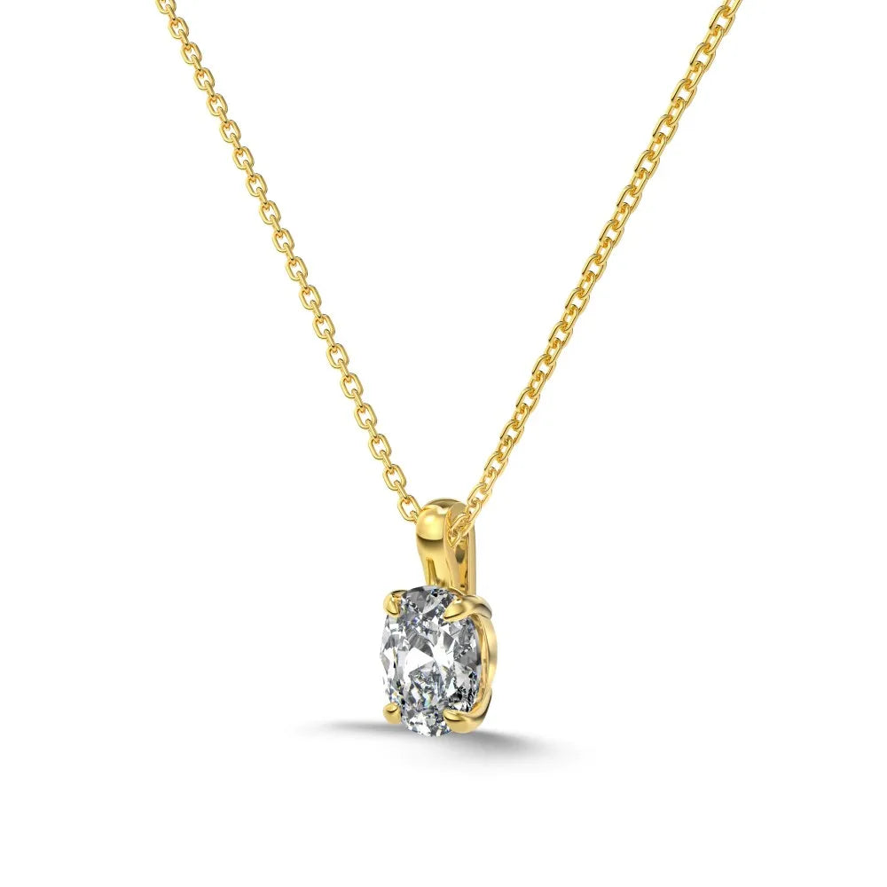 Silver Zircon Oval Cut Egg Pendant Necklace