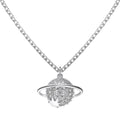 Silver Zircon Round Cut Iced Globe Pendant Necklace