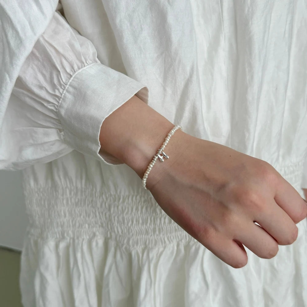 Silver Pearl Multi Layer Beaded Bracelet