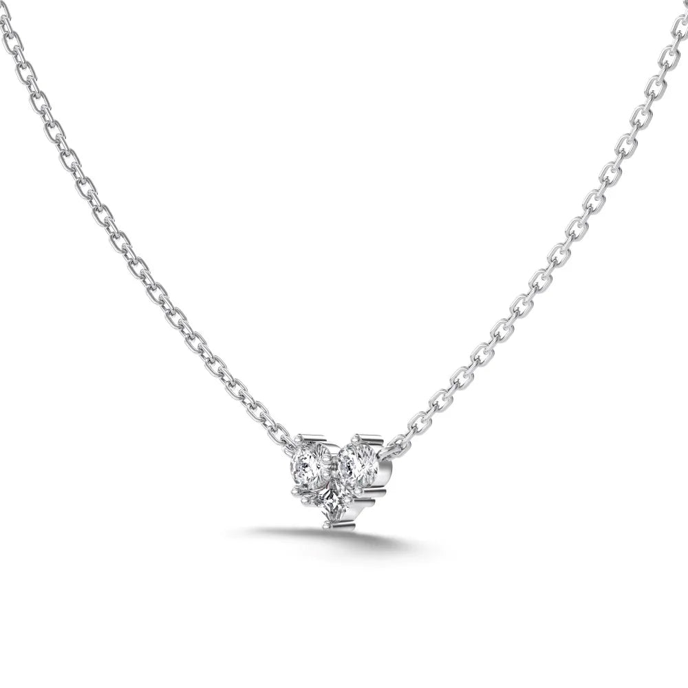 Silver Zircon Princess Cut Heart Pendant Necklace