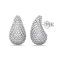Silver Zircon Round Cut Iced Water Drop Ear Studs