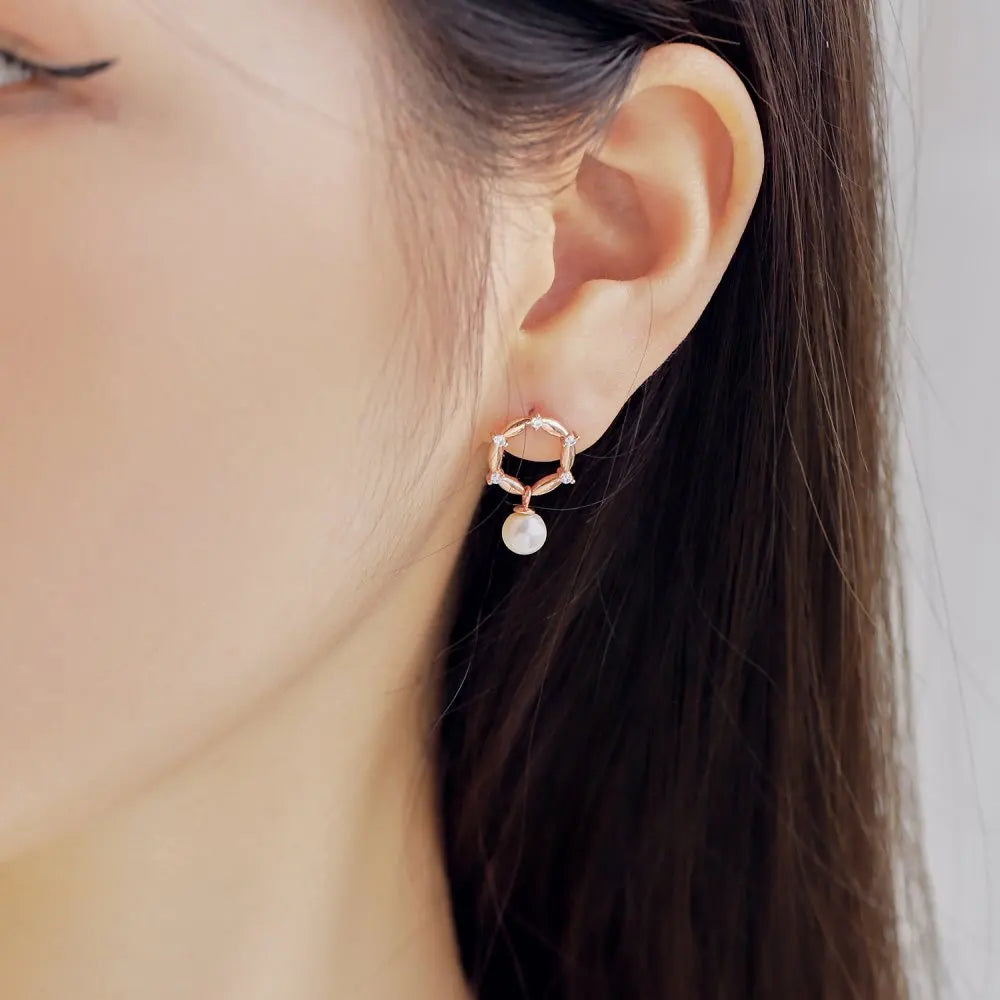 Silver Pearl Star Drop Earrings