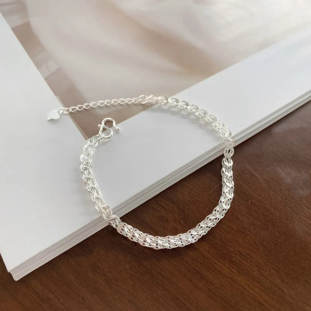 Silver Twisted Link Charm Bracelet