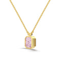 Silver Zircon Radiant Cut Framed Pendant Necklace
