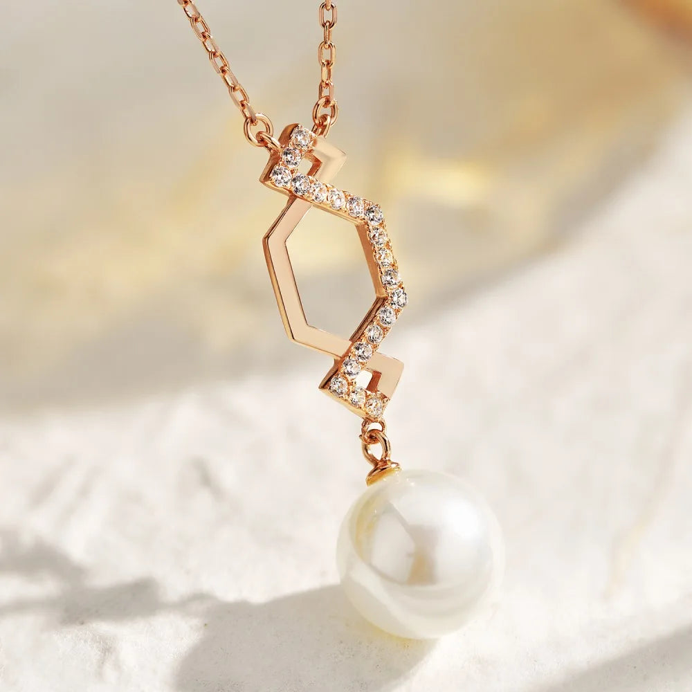 Silver Pearl Twisted Pendant Necklace