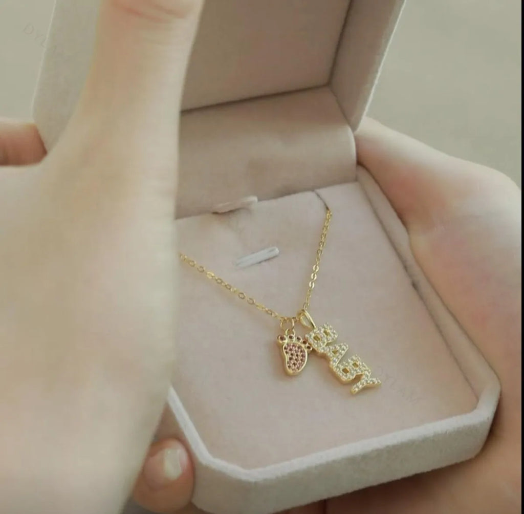 Silver Zircon Round Cut Child Pendant Necklace