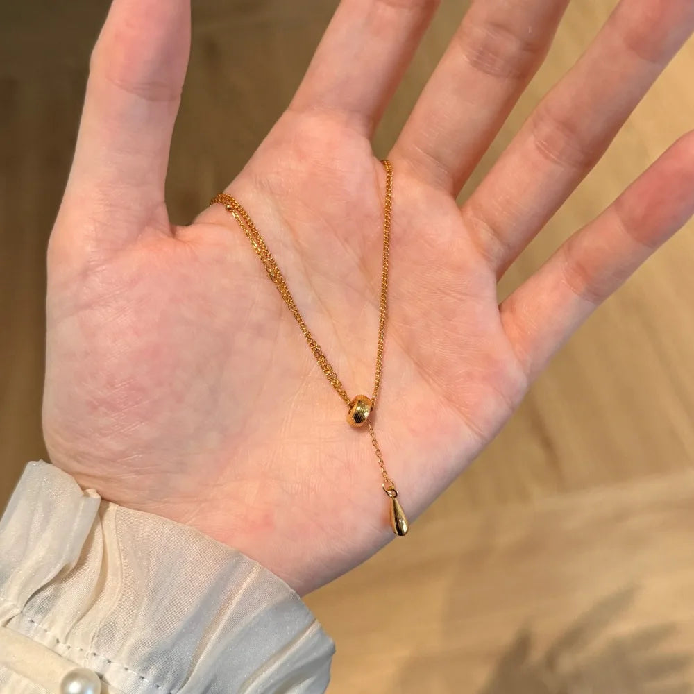 Silver Tassel Water Drop Pendant Necklace