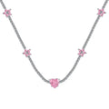 Silver Zircon Heart Cut Flower Tennis Necklace