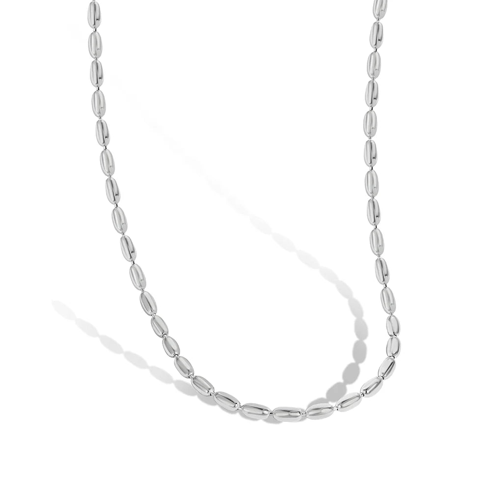 Silver Bean Beaded Necklace
