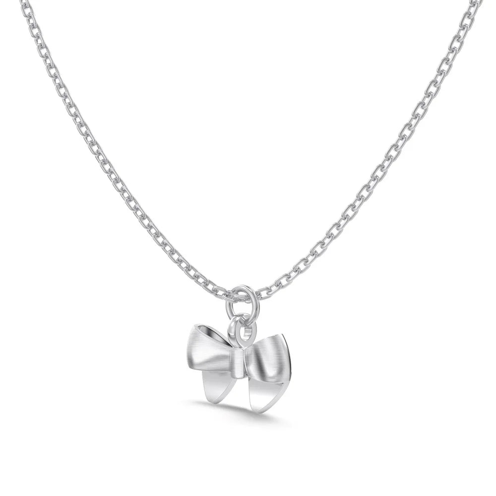 Silver Bow Pendant Necklace