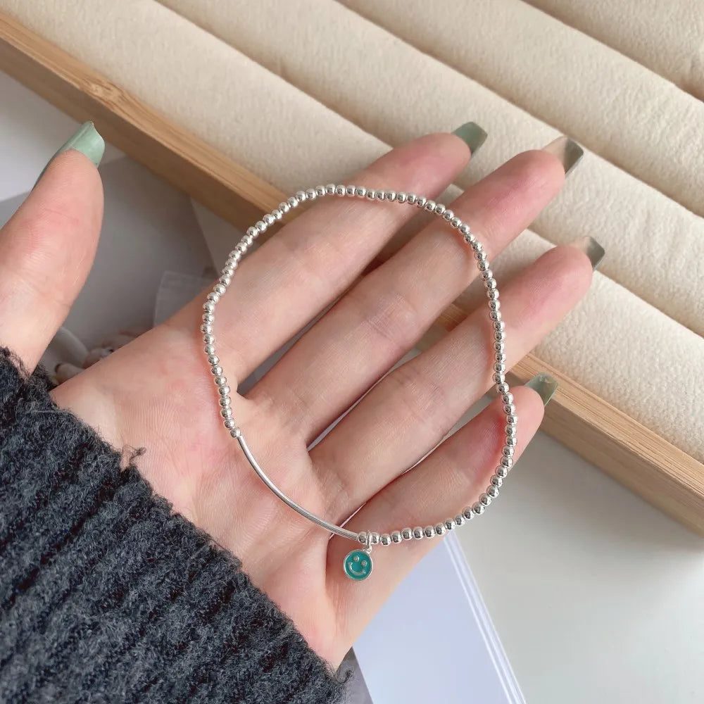 Silver Smiley Face Anklet