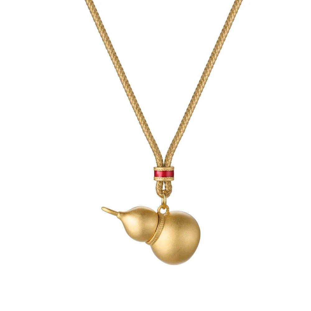 Silver Weave Gourd Pendant Necklace
