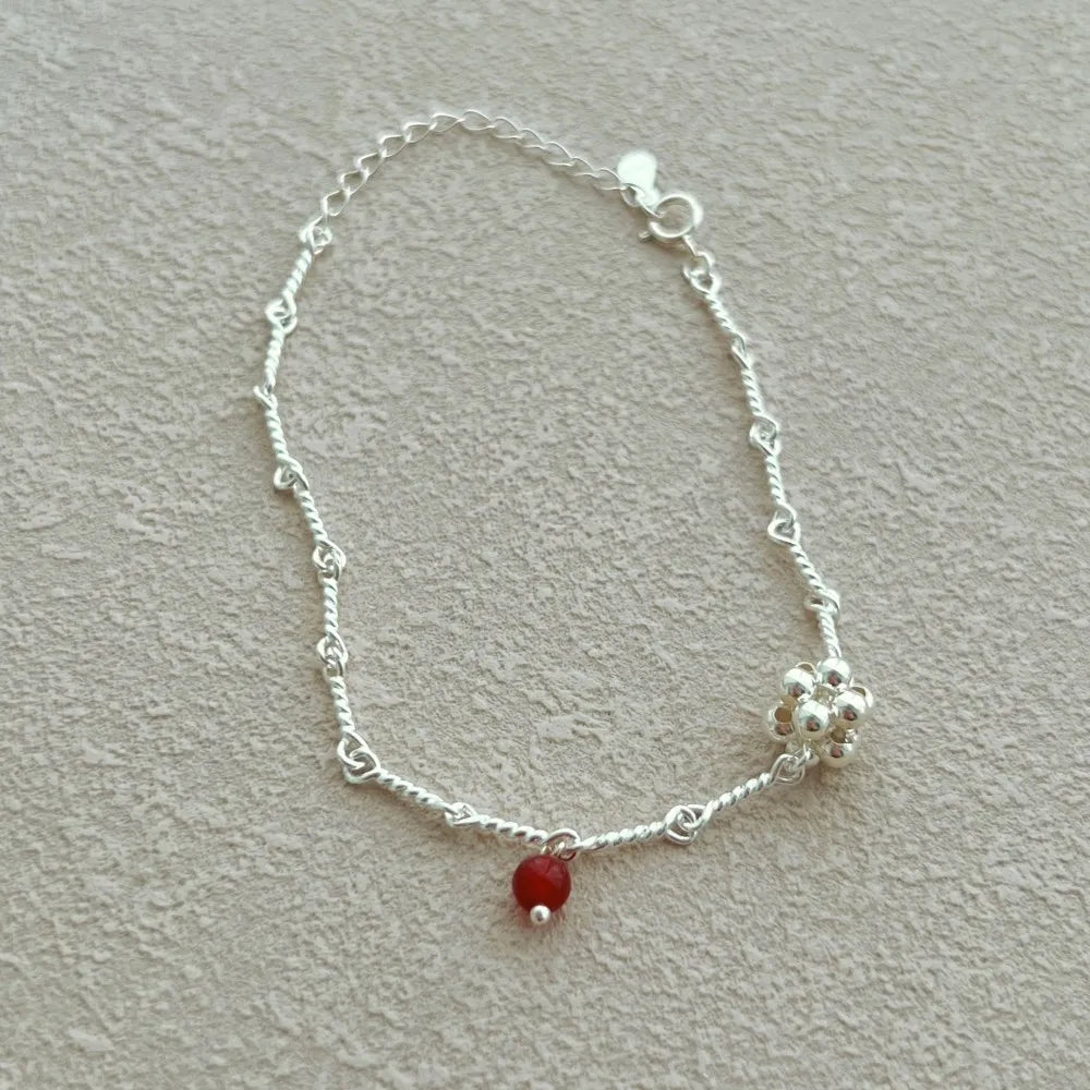 Silver Charm Beaded Bracelet