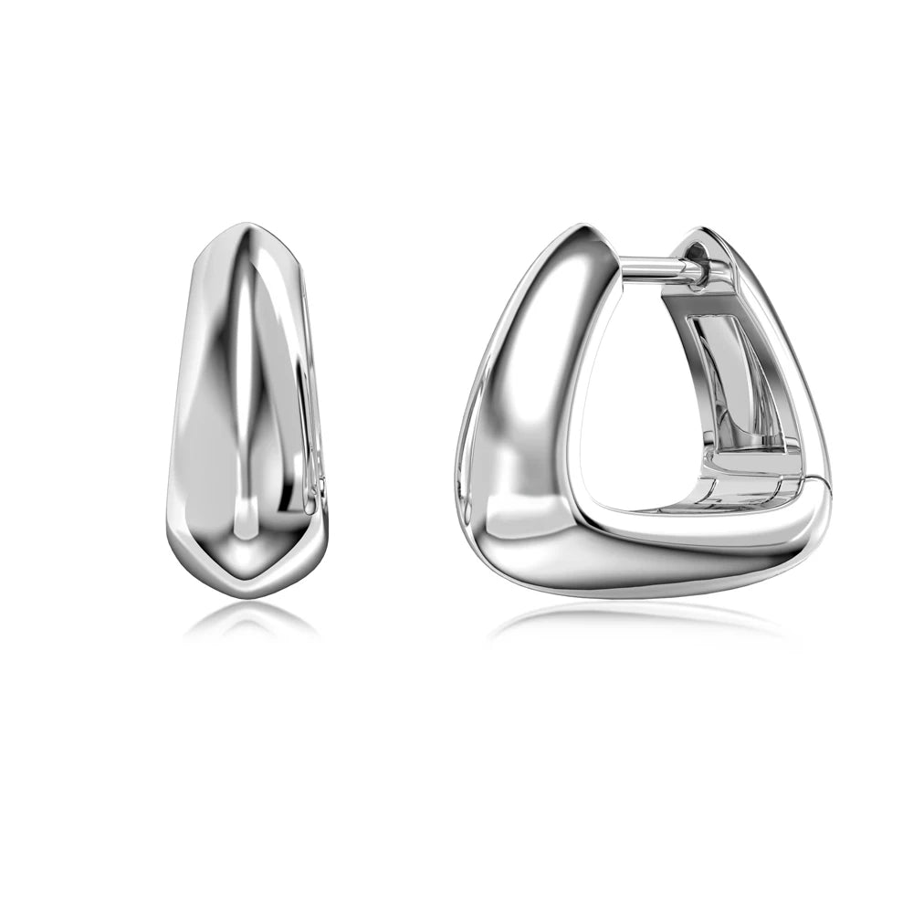 Silver Chunky Huggie Earrings