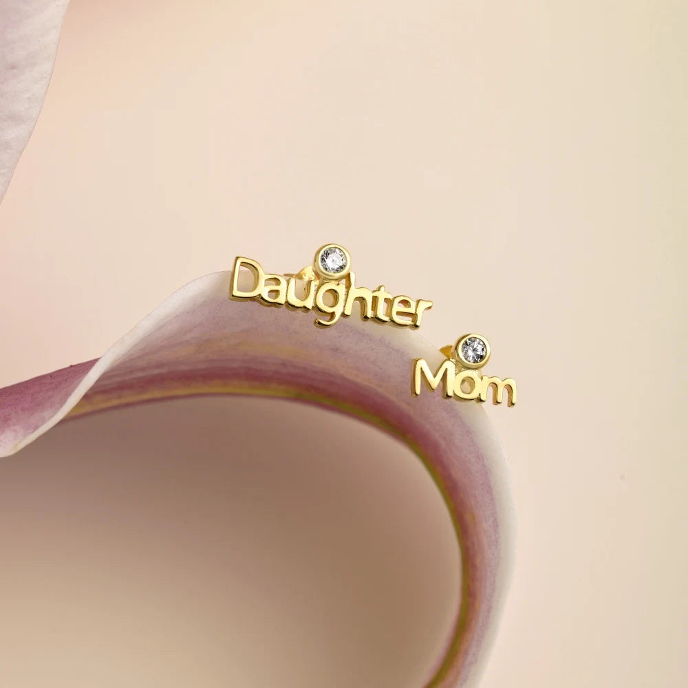 Silver Zircon Round Cut Mom And Daughter Ear Studs