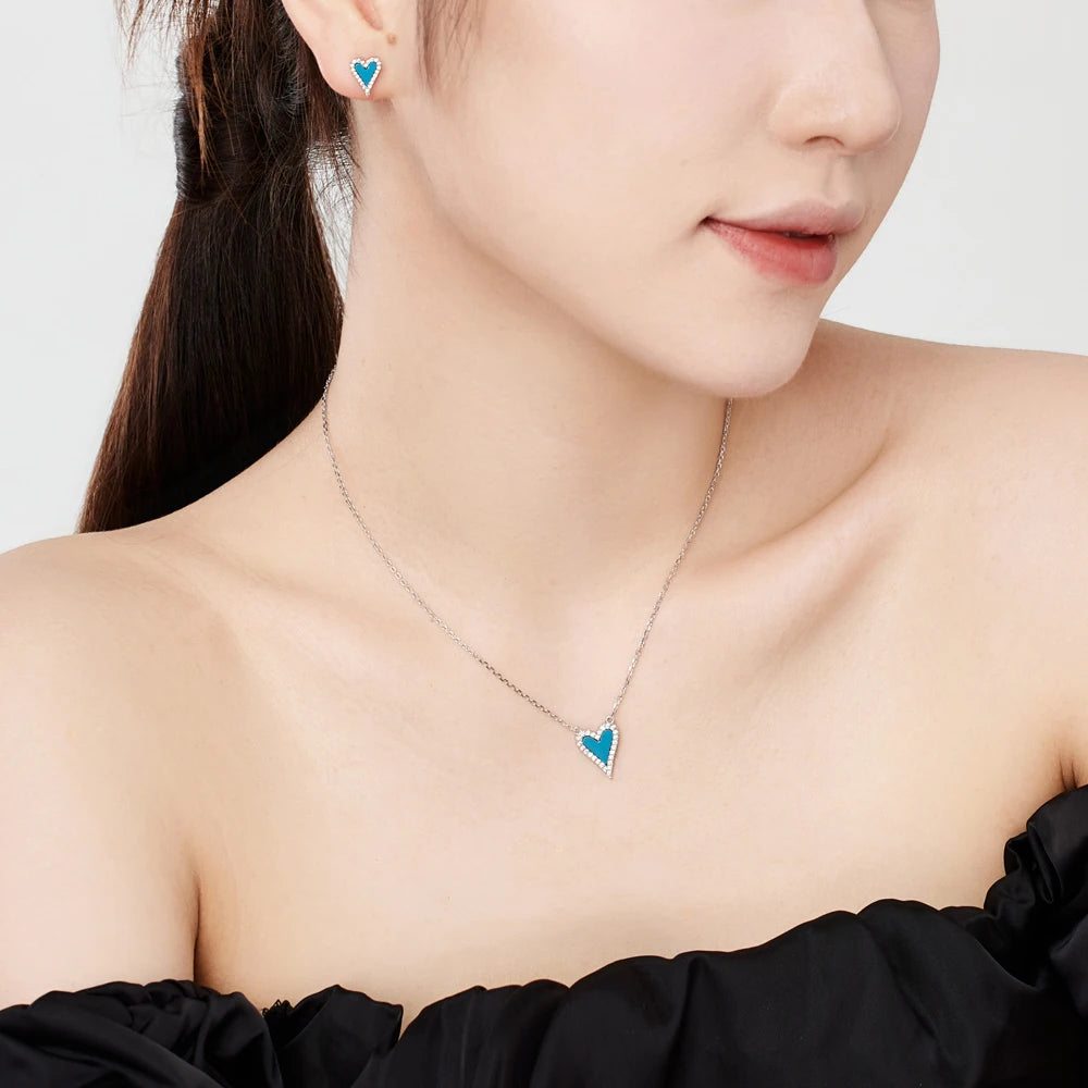 Silver Onyx Heart Cut Halo Ear Studs