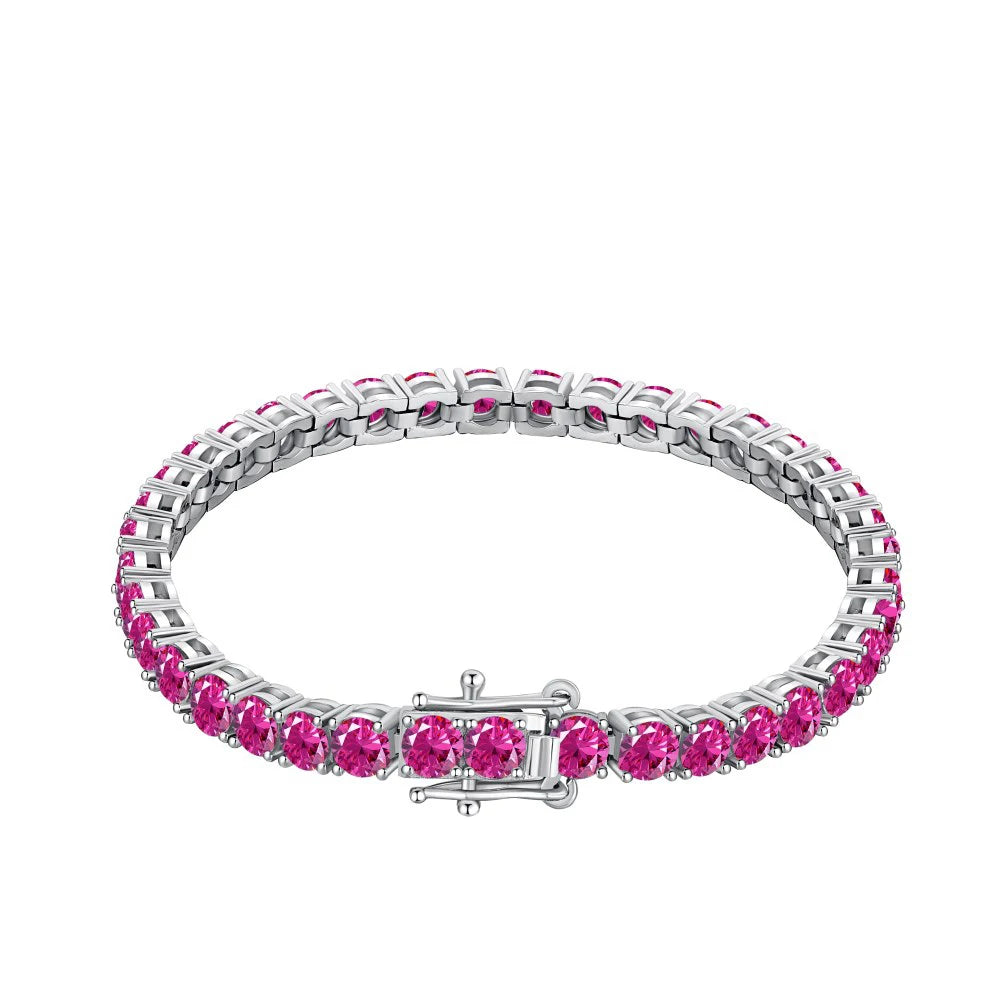 Silver Zircon Round Cut Box Tennis Bracelet