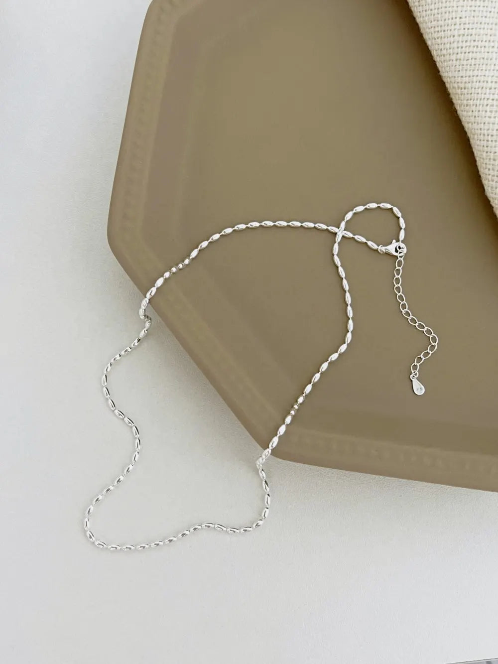 Silver Bean Beaded Necklace