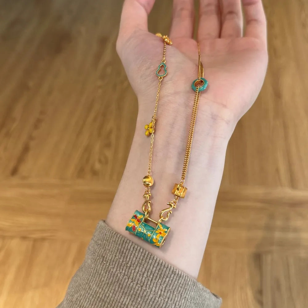 Silver Longevity Lock Pendant Necklace