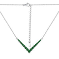 Silver Zircon Round Cut V Bar Necklace